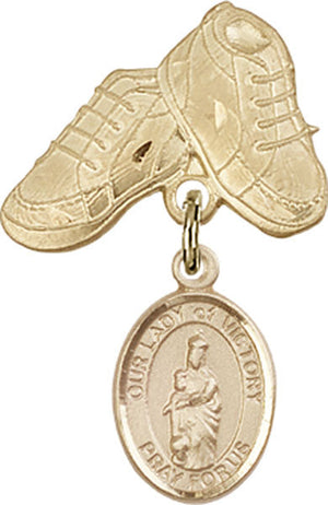 Our Lady of Victory Charm and Baby Boots Pin