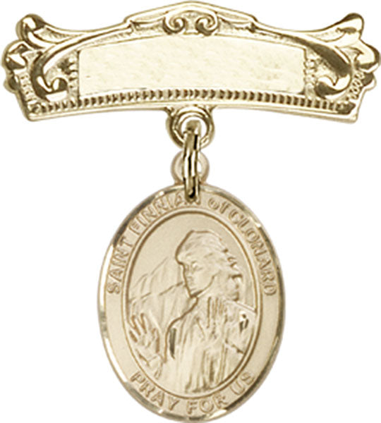 St. Finnian of Clonard Charm and Arched Polished Engravable Badge Pin