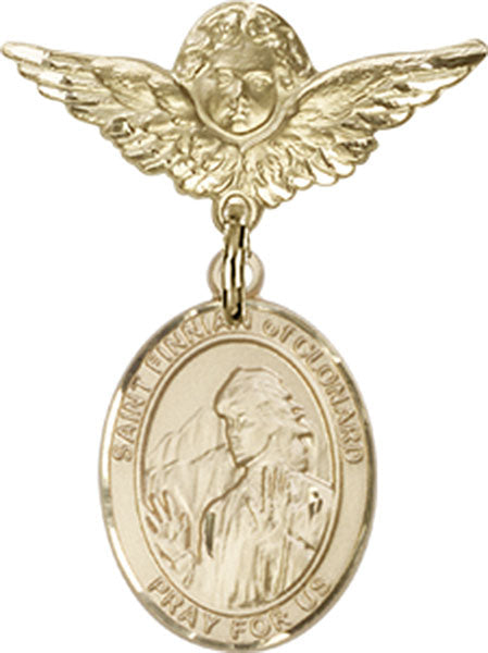 St. Finnian of Clonard Charm and Angel with Smaller Wings Badge Pin