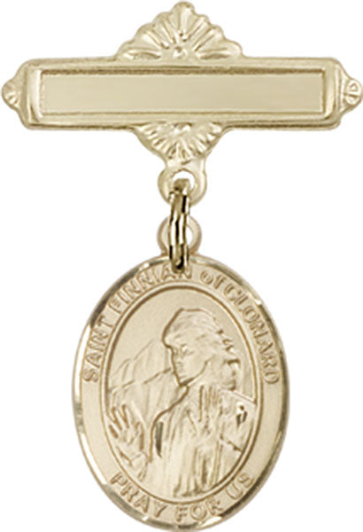 St. Finnian of Clonard Charm and Polished Engravable Badge Pin