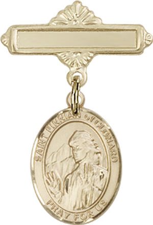 St. Finnian of Clonard Charm and Polished Engravable Badge Pin