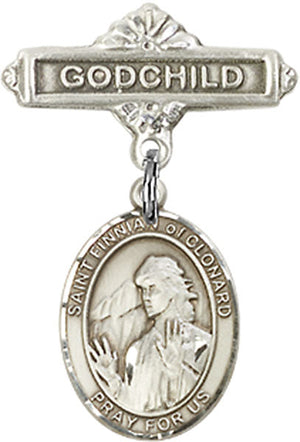 St. Finnian of Clonard Charm and Godchild Badge Pin