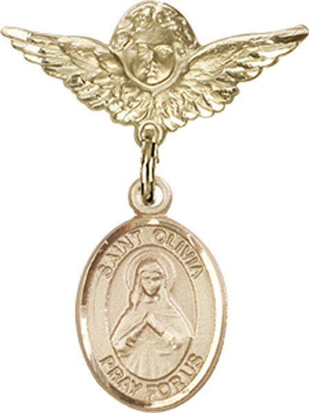 St. Olivia Charm and Angel with Smaller Wings Badge Pin