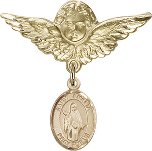 St. Amelia Charm and Angel with Larger Wings Badge Pin