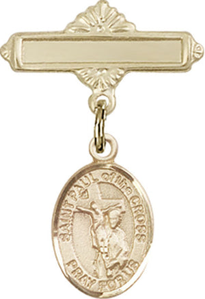 St. Paul of the Cross Charm and Polished Engravable Badge Pin