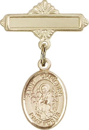 St. Christina the Astonishing Charm and Polished Engravable Badge Pin