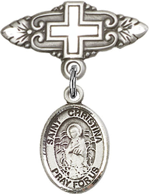 St. Christina the Astonishing Charm and Badge Pin with Cross