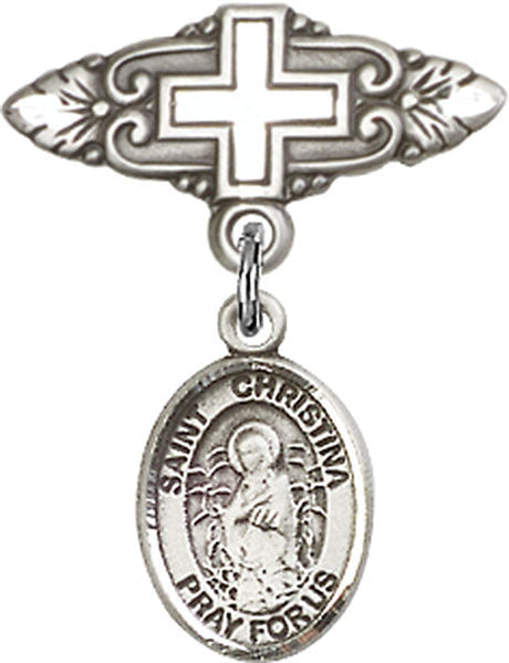St. Christina the Astonishing Charm and Badge Pin with Cross