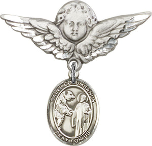 St. Columbanus Charm and Angel with Larger Wings Badge Pin