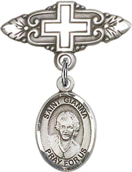 St. Gianna Beretta Molla Charm and Badge Pin with Cross