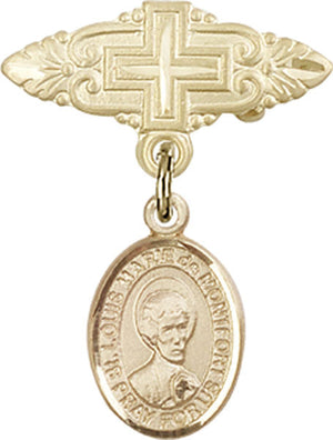 St. Louis Marie de Montfort Charm and Badge Pin with Cross