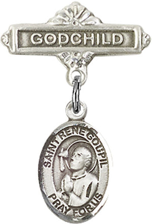St. Rene Goupil Charm and Godchild Badge Pin