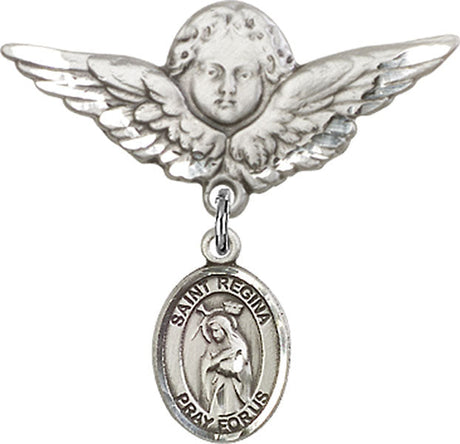 St. Regina Charm and Angel with Larger Wings Badge Pin