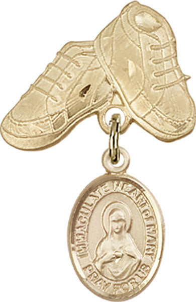 Immaculate Heart of Mary Charm and Baby Boots Pin