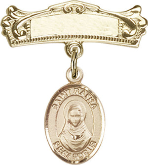 St. Rafka Charm and Arched Polished Engravable Badge Pin
