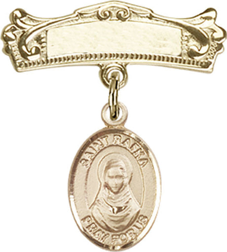 St. Rafka Charm and Arched Polished Engravable Badge Pin