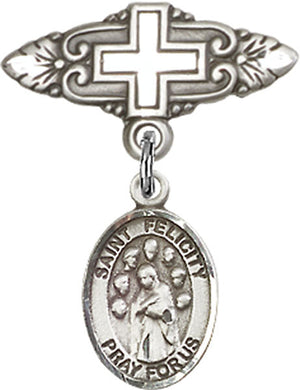 St. Felicity Charm and Badge Pin with Cross