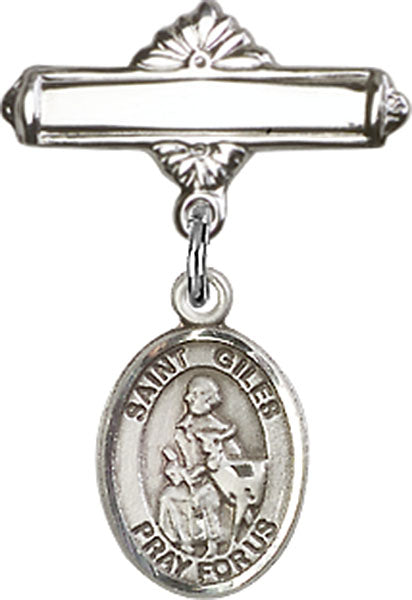 St. Giles Charm and Polished Engravable Badge Pin