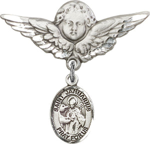 St. Januarius Charm and Angel with Larger Wings Badge Pin