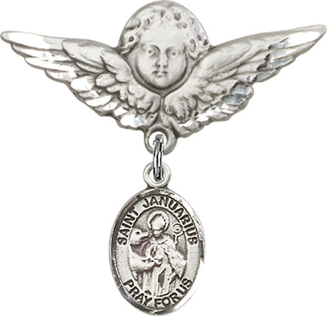 St. Januarius Charm and Angel with Larger Wings Badge Pin