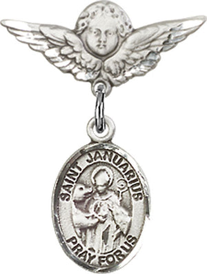St. Januarius Charm and Angel with Smaller Wings Badge Pin