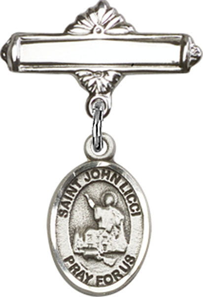 St. John Licci Charm and Polished Engravable Badge Pin
