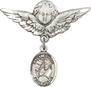 St. Edwin Charm and Angel with Larger Wings Badge Pin