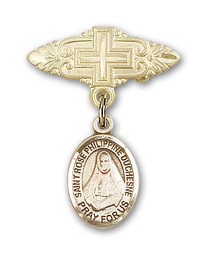 St. Rose Philippine Charm and Badge Pin with Cross