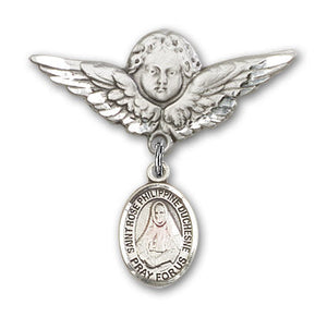 St. Rose Philippine Charm and Angel with Larger Wings Badge Pin