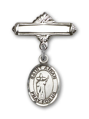 St. Aidan of Lindesfarne Charm and Polished Engravable Badge Pin