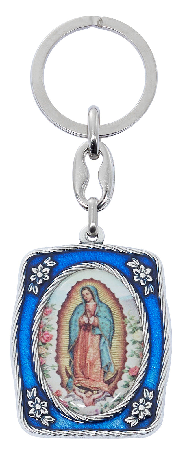 Our Lady of Guadalupe Blue Enamel Key Ring