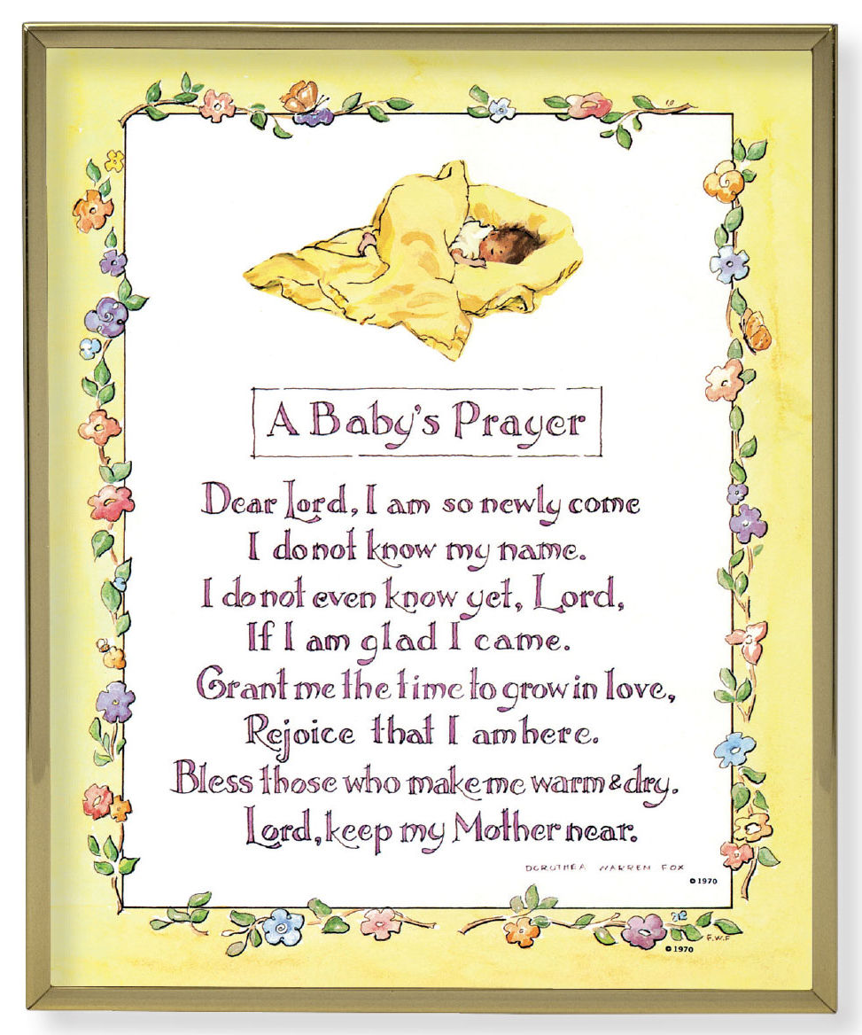 A Baby Prayer 8x10 Gold Trim Plaque