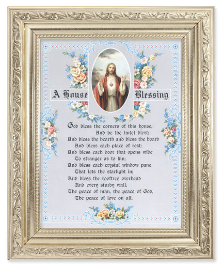 A House Blessing Poem with Sacred Heart 6x8 Print Under Glass