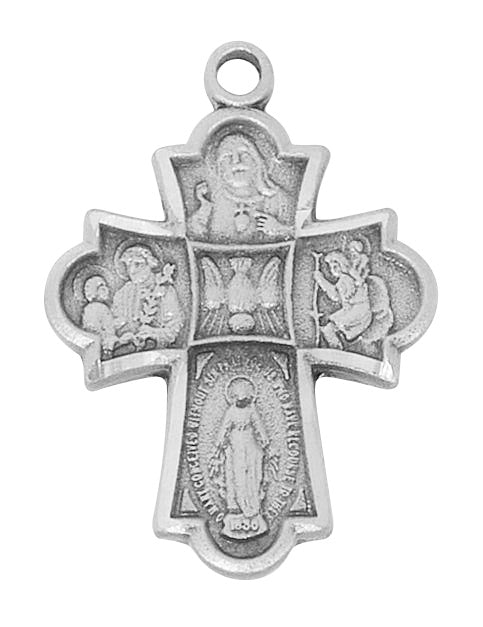 Engraved 4-Way Medal Necklace, Sterling or Pewter