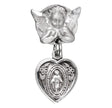 Heart Miraculous Medal Angel Pin for Baby, Sterling Silver