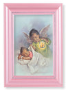 African American Guardian Angel with Baby Girl 4x6 Print Pearlized Frame