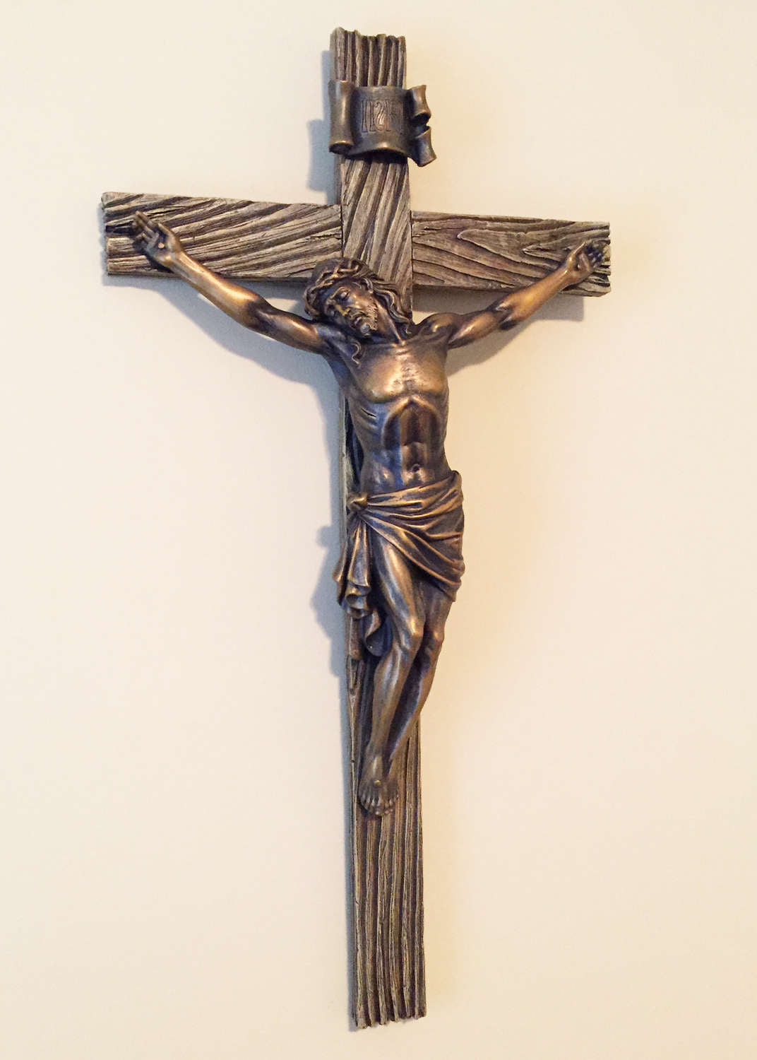 Antiqued Gold Crucifix 20"H