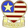 Under God Lapel Pin | Patriotic Heart-Shaped Enamel Pin | Red, White & Blue