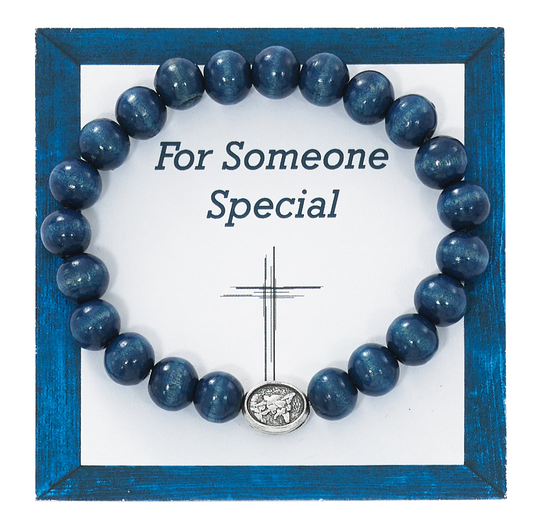 Blue Wood St. Michael Bracelet