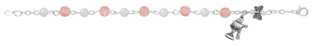 Pink Butterfly First Communion Rosary Bracelet