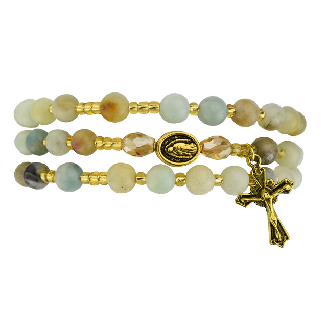 Amazonite Guadalupe Rosary Wrap Bracelet