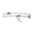 Pink and White Heart Rosary Wrap Bracelet