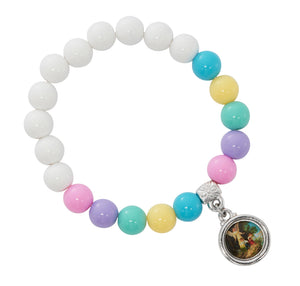 White and Colorful Kids Stretch Rosary Bracelet
