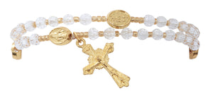 Gold Plated Crystal Twistable Rosary Bracelet
