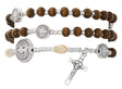 Brown Wood St. Benedict Twistable Rosary Bracelet