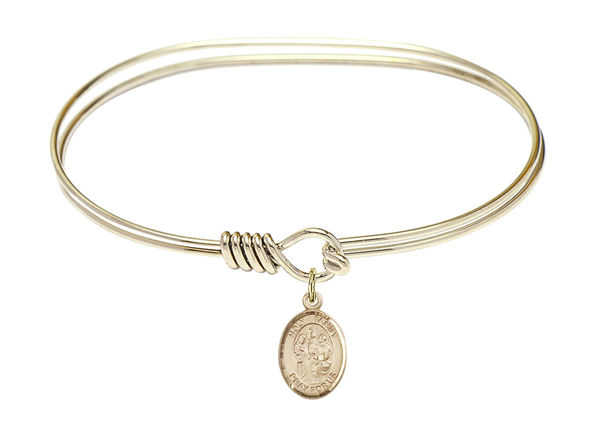Smooth Bangle Bracelet with a Holy Family Charm