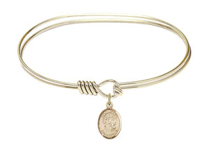 Smooth Bangle Bracelet with a Holy Family Charm