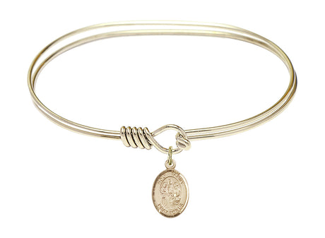 Smooth Bangle Bracelet with a Holy Family Charm