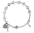 8mm Aurora Borealis Swarovski Crystal Heart Rosary Bracelet, Sterling Silver