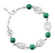 6mm Malachite Saint Jude Rosary Bracelet, Sterling Silver